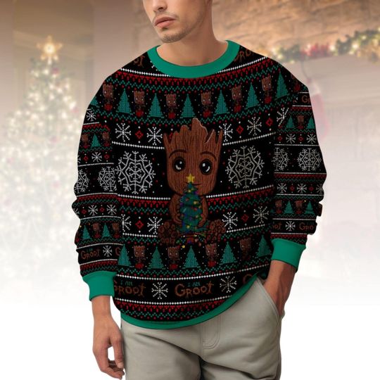 Groot Ugly Christmas Sweater, Guardians Xmas Sweater, Marvel Ugly Sweater, Holiday Ugly Sweater, Christmas Gift
