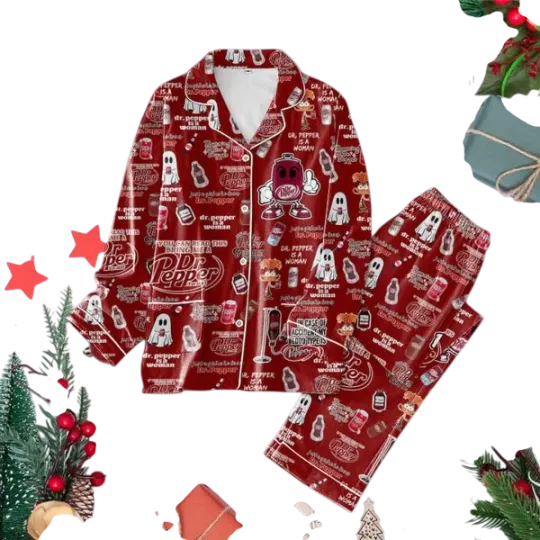 Discover Dr Pepper Christmas Pajamas Set for Adults