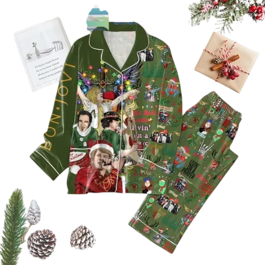 Bon Jovi Jingle Bell Rock Pajama Set for Adults