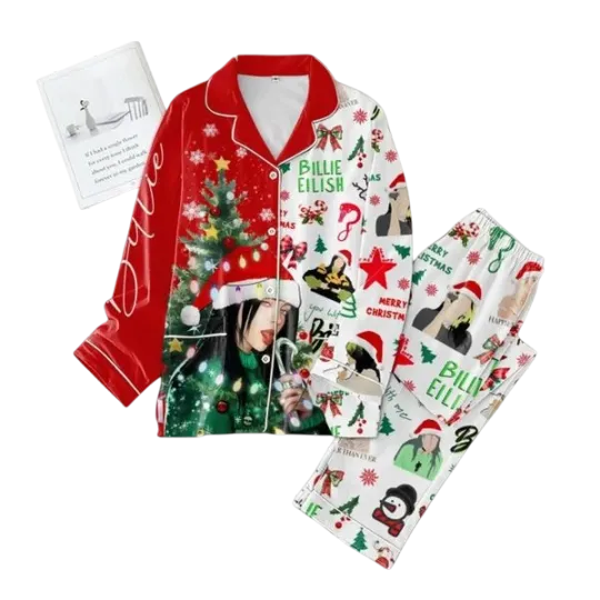Billie Eilish I Love Eilish Christmas Pajama Set for Adults