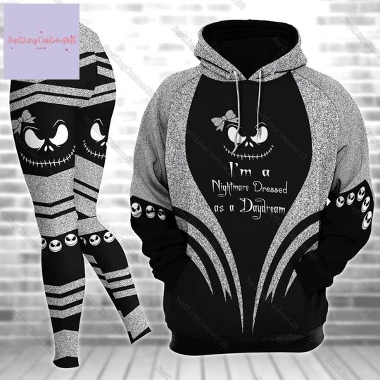 Jack Skellington Hoodie & Leggings Set with Nightmare Before Christmas Shirt