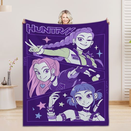 Discover 2025 Movie K-Pop Demon Hunters Cat Flannel Blankets Travel Living Room Bedroom Sofa Bithday Gifts For Kids Soft Throw Blanket