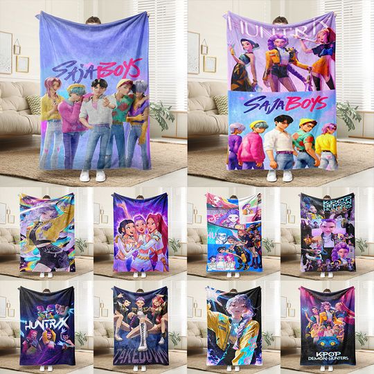 Discover KPop Demon Hunters K-POP theme blankets such as SAJABOYS: colorful anime patterns, comfortable and fashionable at home