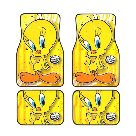 Tweety Bird Car Floor Mats Front and Back Durable Heavy Duty Vehicle Carpet Protector Set