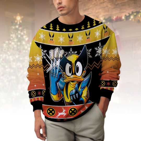 Discover Duck Mutant Ugly Christmas Sweater, Comic Book Xmas Sweater, Quirky Ugly Sweater, Hero Sweater, Christmas Gift