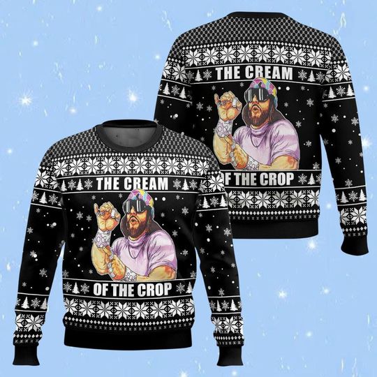 The Cream Of The Crop Christmas Sweater, Macho Man Randy Savage Xmas Sweater, Macho Man Christmas Ugly Sweater