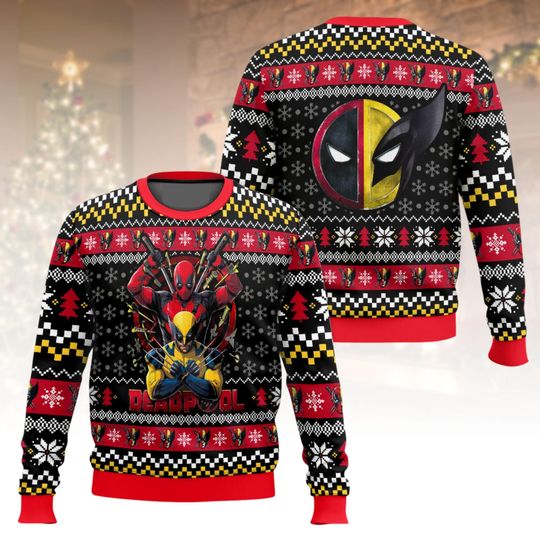 Deadpool Ugly Christmas Sweater, Wolverine Xmas Sweater, Marvel Comic Ugly Sweater, Superhero Sweater, Christmas Gift
