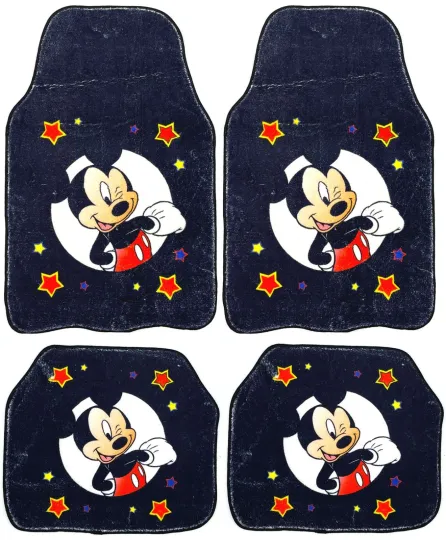 Mickey Mouse Car Floor Mats Front and Back Set Universal Fit for Sedan SUV 4 Pieces