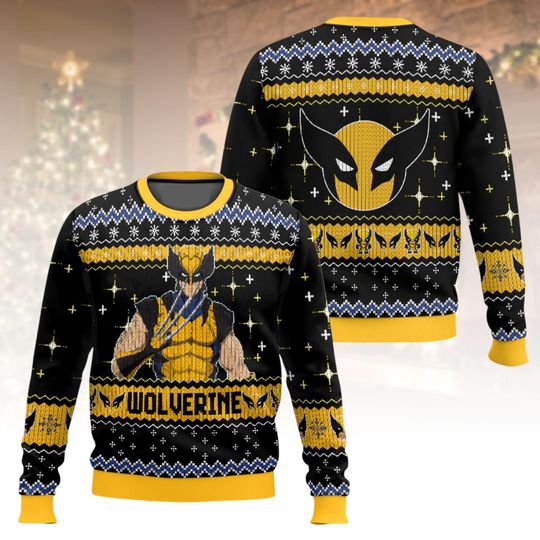Wolverine Ugly Christmas Sweater, Marvel Xmas Sweater, Superhero Ugly Sweater, Wolverine Ugly Sweater, Christmas Gift