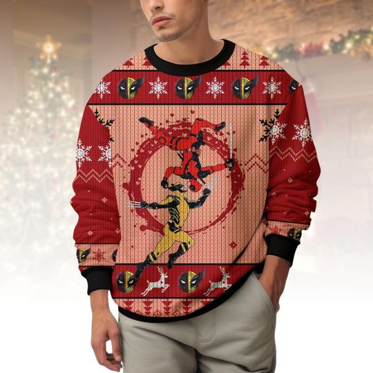 Discover Marvel Ugly Christmas Sweater, Superhero Xmas Sweater, Deadpool Ugly Sweater, Holiday Ugly Sweater, Christmas Gift