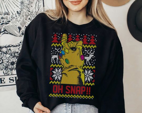 Marvel Thanos Oh Snap!! Ugly Christmas Sweater Holiday T-shirt, Disneyland Christmas Matching Family Shirts, Christmas Squad Shirt