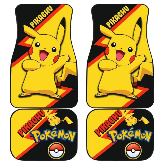 Pika Cartoon Car Floor Mats Front and Back Vehicle Interior Accessories