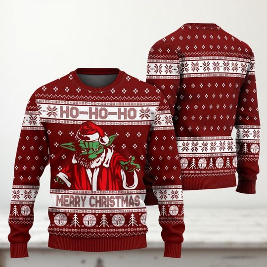 Discover Star Wars Yoda Ugly Christmas Sweater, Funny Santa Jedi Ho Ho Ho Sweater, Disney Holiday Sweater For Men Women Kids, Xmas Gift