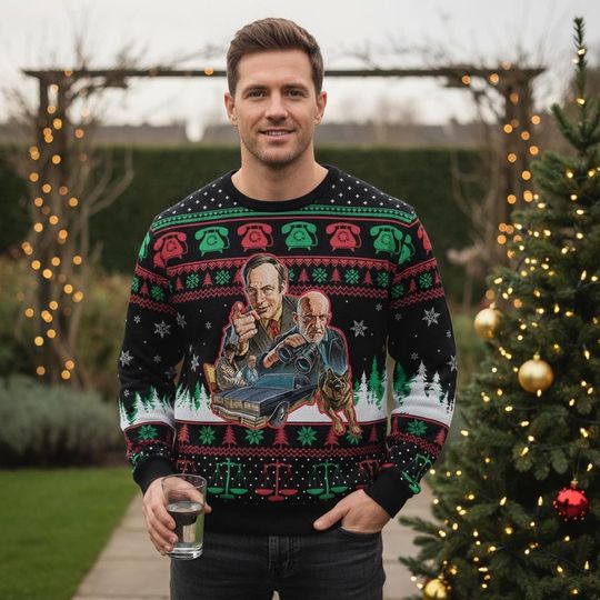 Discover Funny Lawyer Christmas Ugly Sweater, Retro TV Parody Holiday Sweater for Men, Pop Culture Xmas Sweatshirt, Ironic Christmas Gift