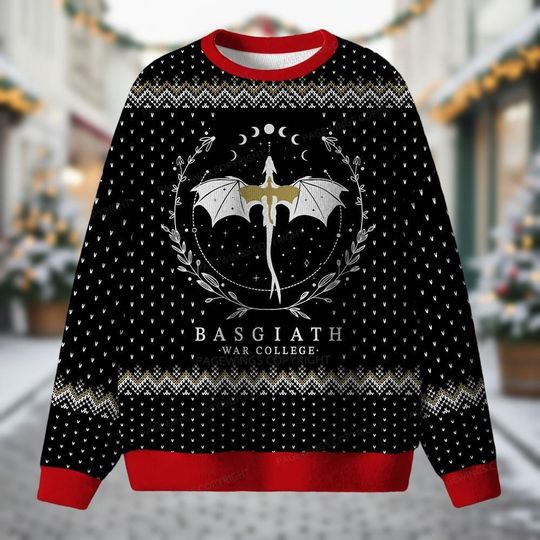 Discover Dragon Ugly Christmas Sweater, Basgiath War College Xmas Sweater, Fantasy Ugly Sweater, Mythical Sweater, Christmas Gift