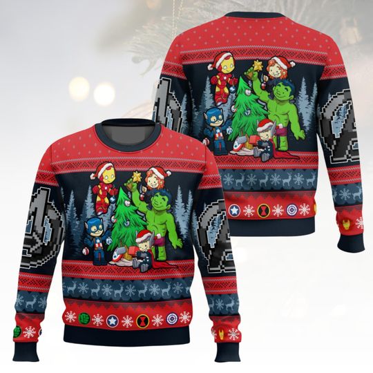Discover Avengers Christmas Ugly Sweater, Marvel Holiday Sweater, Superhero Christmas Sweater For Men And Women, Xmas Gift