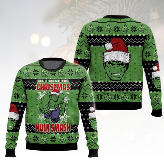 Marvel Christmas Ugly Sweater, Hulk Holiday Sweater, Superhero Sweater For Men And Women, Xmas Gift