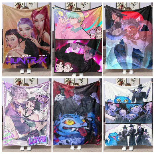 Discover Anime K-Pop D-Demon Hunters Blanket Super Soft Flannel Blanket Winter Warm Sheet Couch Bedspread Home Decor Halloween Gifts