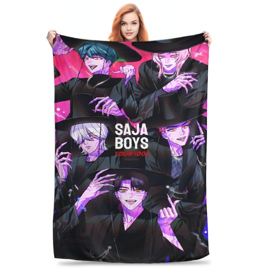 Discover KPop Demon Hunters Anime Flannel Blankets Winter  Soft Bedding Throws for Kids Outdoor Graphic Bedspread Sofa Bed Cover