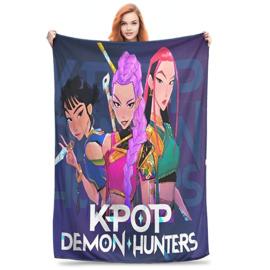Discover KPop Demon Hunters Anime Blankets Quality Soft Warm  Throw Blanket Autumn Kids Home Decor Graphic Bedspread
