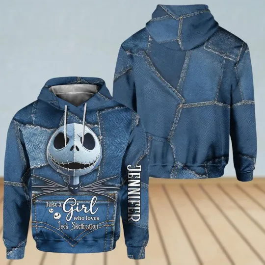 Discover Personalized Just A Girl Who Love Jack Skellington Christmas Hoodie 3D Printed
