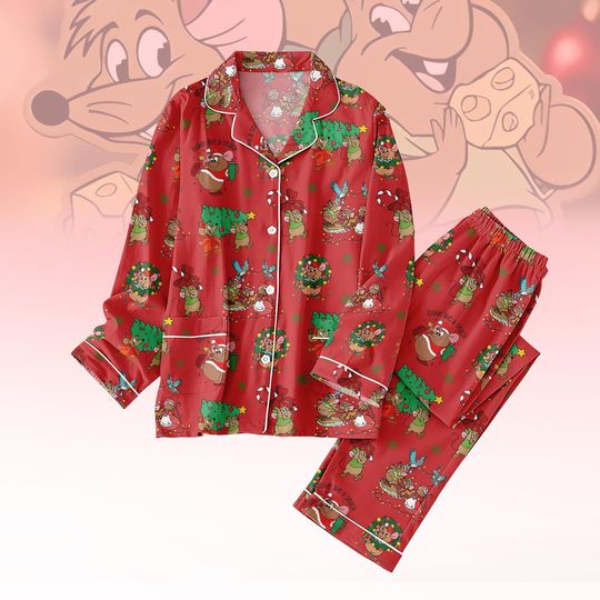 Discover Gus Gus Christmas Family Pajamas Set, Disney Cinde Women Pajamas, Cute Jag And Gus Holiday Pjs, Disney Christmas Trip Sleepwear