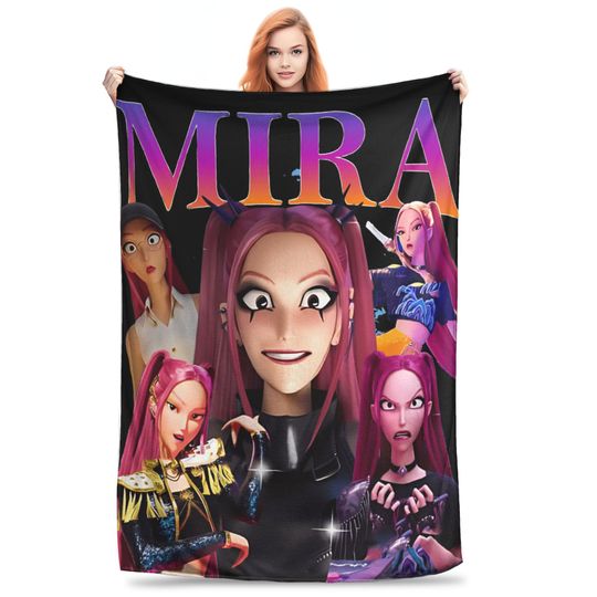 Discover Mira Kpop Demon Hunters Flannel Blanket Winter  Soft Throw Blanket for Children Outdoor Fluffy Bedspread Sofa Bed Cover