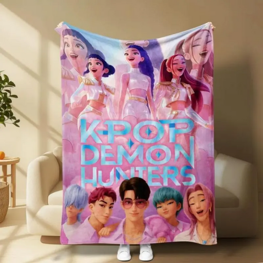 Discover Flannel Blanket 2025 New KPOP Domen Hunters Rumi Mira Zoey Saja boys Print Soft Blanket for Fans Kids Adults for Christmas Gift