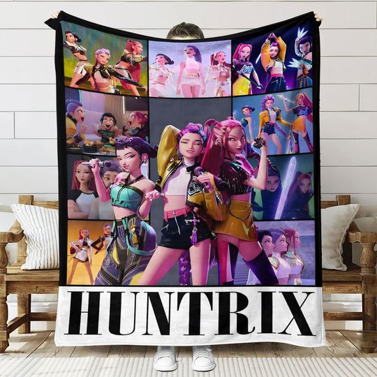 Discover K Pop Demon Hunters Warmth Flannel Knee Blanket Cover Movie Soft Comfort Universal Blanket Multifunctional Decor Blankets