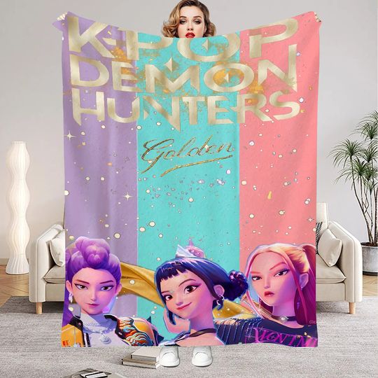 Discover KPOP Flannel Blanket Demon-Hunters 3D Printed Blanket For Home Camping Nap Leisure Blankets Gifts For Girls Birthday Christmas