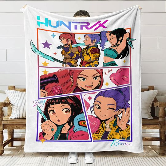 Discover K Pop Demon Hunters Universal Blanket Cover Warmth Soft Winter Flannel Blanket Multifunctional Decorative Cartoon Blankets