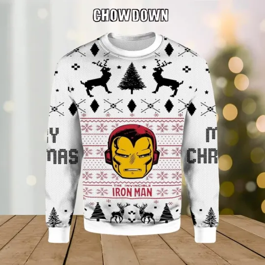 Marvel Iron Man Face Ugly Christmas Sweater