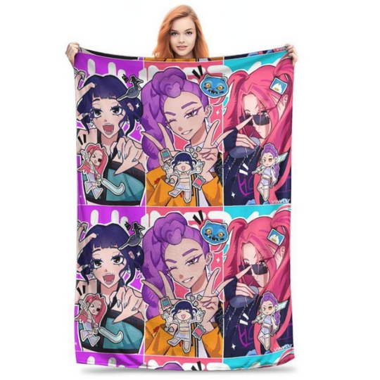 Discover Flannel Blanket 2025 New KPOP Domen Hunters Rumi Mira Zoey Saja boys Print Soft Blanket for Fans Kids Adults for Christmas Gift