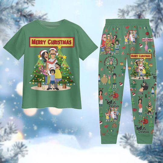 Discover Christmas Bob's Burgers Pajama Set for Women and Men, Belcher Family Holiday Sleepwear