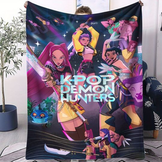 Discover K-Pop Demon Hunters Blanket Super Warm Comfortable Flannel Throw Blanket Fan Gifts for Home Leisure Camping Travel