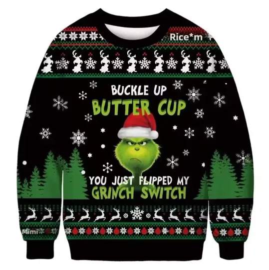 Discover Christmas funny character Green Monster Ugly Sweater Ugly Sweater Winter Warm 3D Print
