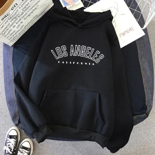 Discover Los Angeles Hoodies Letter Print Sweatshirts Men Women Los Angeles Casual Long Sleeve Hiphop Streetwear Harajuku Fleece Pullover