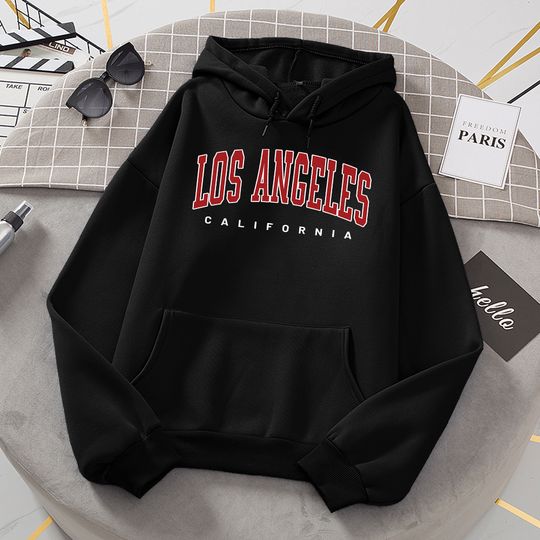 Discover Los Angeles California Hoodies Women Fashion Novelty Casual Hooded Basic All Match Sweatshirt Warm Comfortable Fleece New Hoody