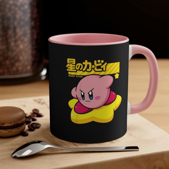 Kirby Warp Star Mug 11oz - Retro Gaming Accent Mug for Home & Kitchen