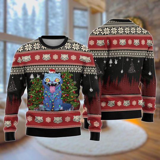 Discover Derpy Tiger Ugly Sweater, Derpy Tiger Cosplay Xmas Sweater, Blue Tiger Costume, Sweater For Men, Christmas Xmas Sweater