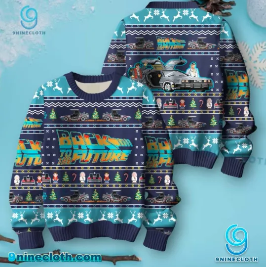 Back To The Future Pixel Ugly Christmas Sweater
