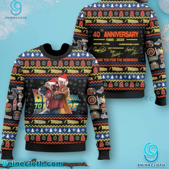 Back To The Future 40th Anniversary 1885-2025 Ugly Christmas Sweater