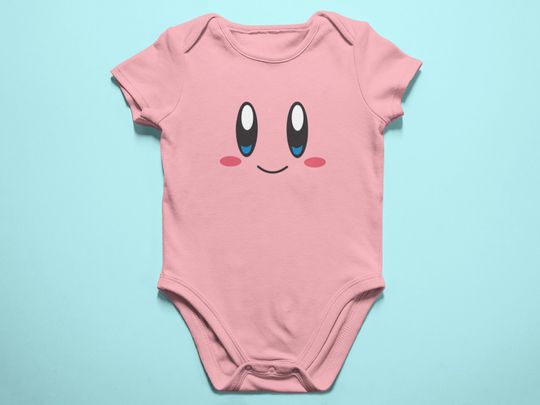 Discover Kirby Face Baby Onesie Infant Jersey Bodysuit Gamer NES T-Shirt for Him and Her