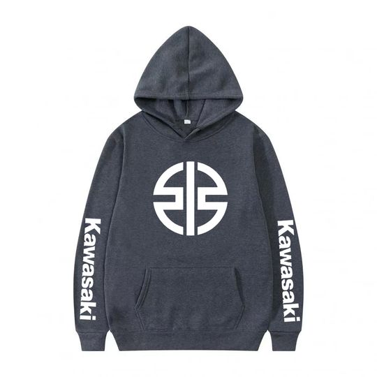 2025 Autumn/Winter Men's Motorcycle Hoodie, KAWASAKI Pattern Wool Sweatshirt, Hip Hop Extra Large Women's Casual Hoodie