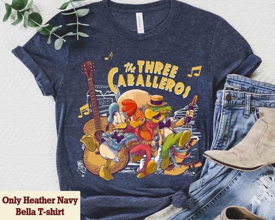 Discover Retro Disney The Three Caballeros T-Shirt featuring Donald Duck, Jose Carioca, and Panchito Pistoles, Perfect for Disneyland Family Vacation