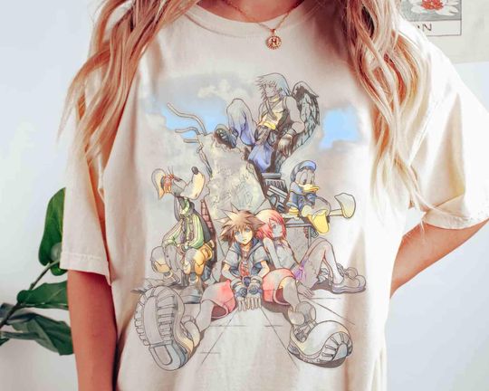 Discover Disney Kingdom Hearts Group Shot Sketch T-Shirt Unisex