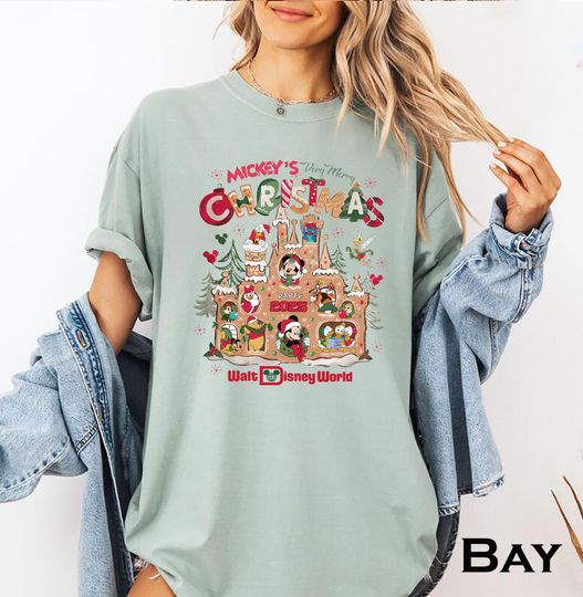 Discover Mickey's Very Merry Christmas T-Shirt Disney World Holiday Tee Castle Design 2025