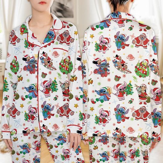 Discover Disneyland Stitch Christmas Pajamas Set Disneyland Stitch Pjs Lilo And Stitch Xmas Pajamas Stitch Family Matching Pajamas