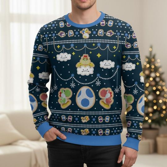 Dino Egg Ugly Christmas Sweater, Cute Xmas Sweater, Dino Cloud Ugly Sweater, Festive Game Sweater, Christmas Gift