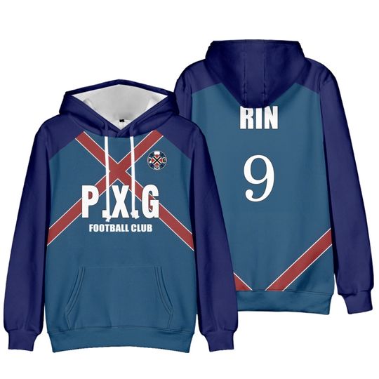 Discover Paris X Gen P.X.G Blue Lock Graphic Sweatshirts Football Uniform No.9 Rin Shidou Cosplay Tracksuit Customized Hoodies Tops